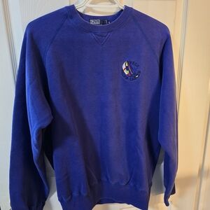 Vintage Polo by Ralph Lauren Men's Vibrant Blue Crewneck Sweater